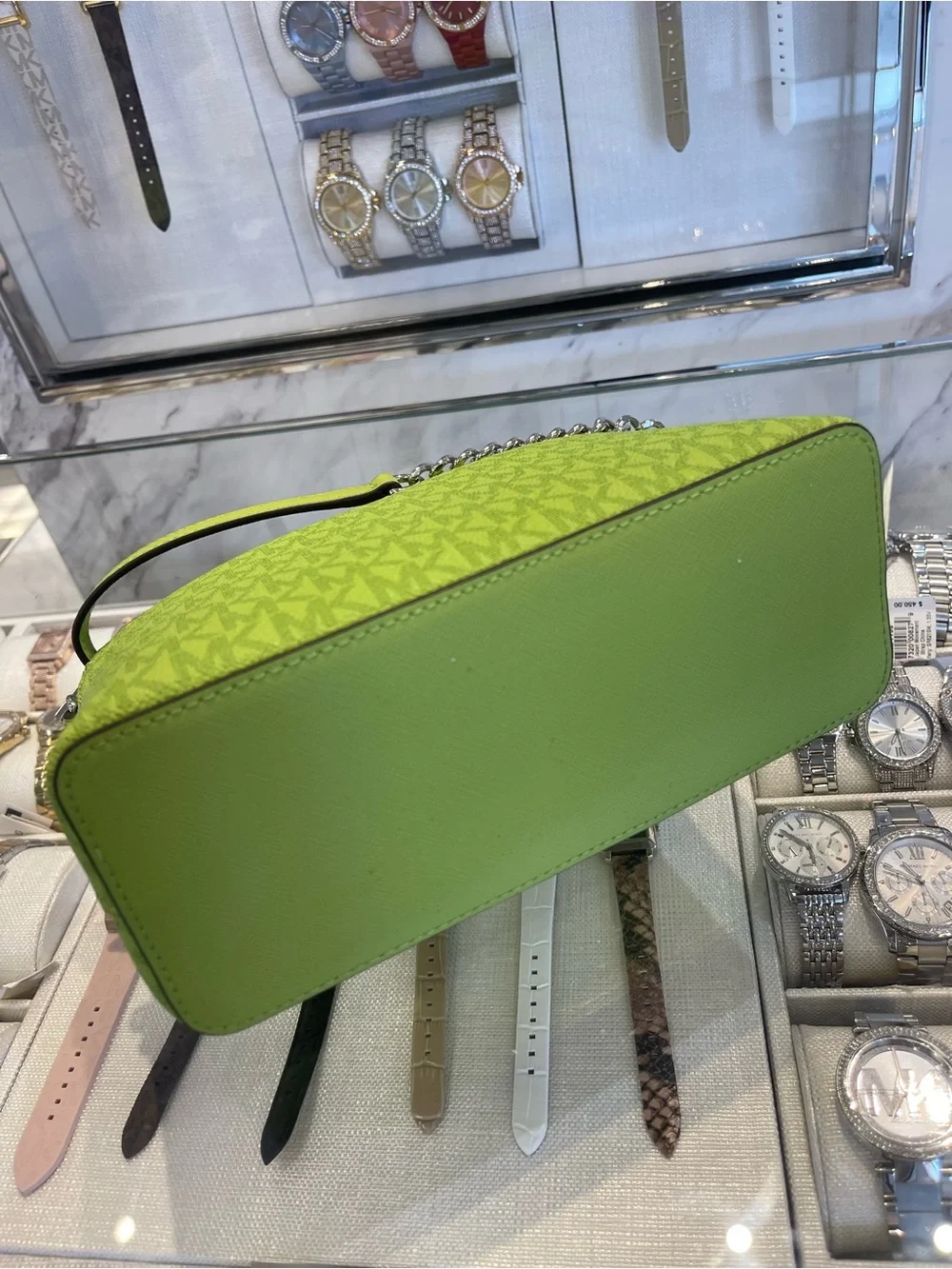 Michael Kors Jet Set Travel Medium Logo Dome Crossbody XBODY Bag Lime NWT